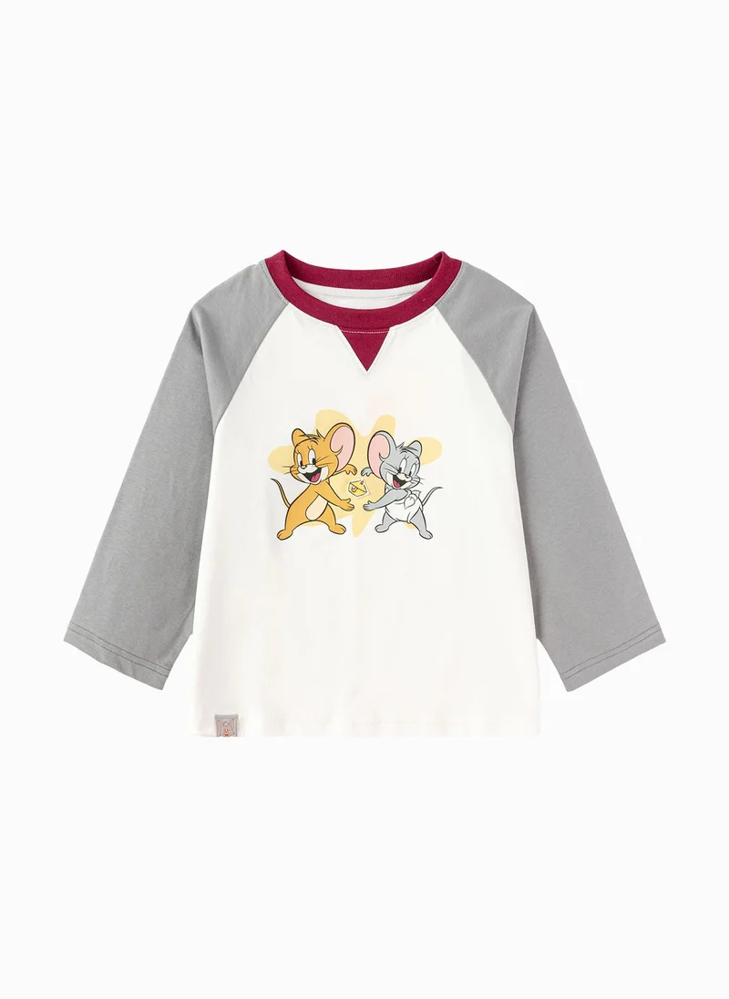 Toddler Boys Round v-neck long-sleeved T-shirt